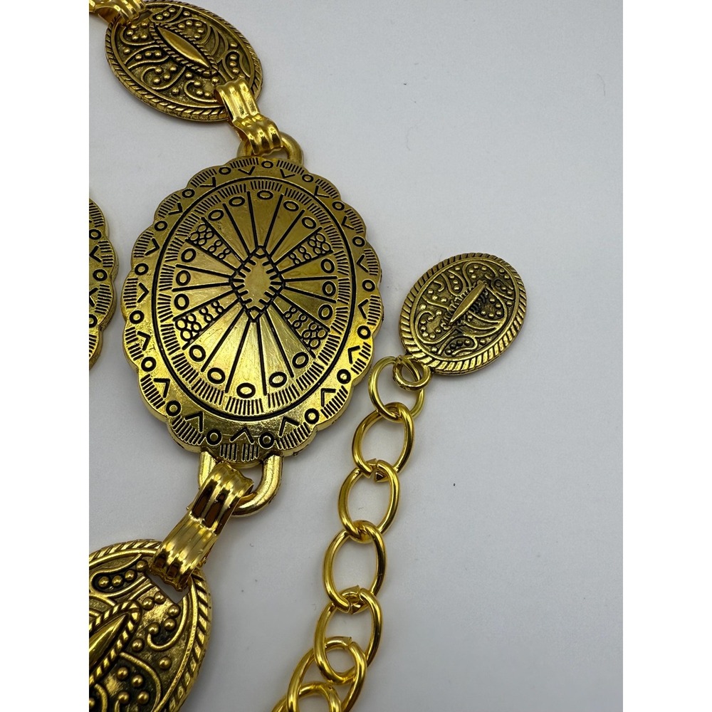 Vintage Gold Tone Medallion Station Necklace – Classic Chain Jewelry -‎ 45" - Picture 7 of 7